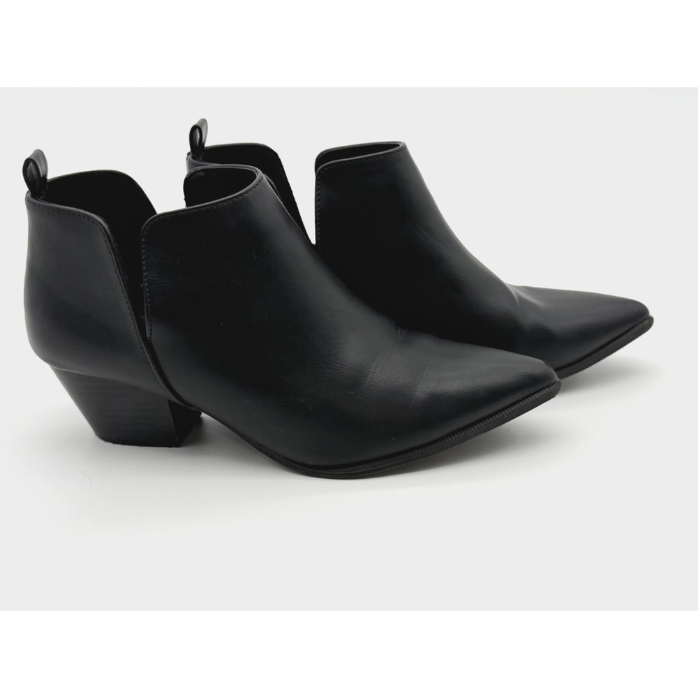 Lulus Ankle Boots Size 6 Black Pointed Toe Zip Block Heel Women's Shoes *READ